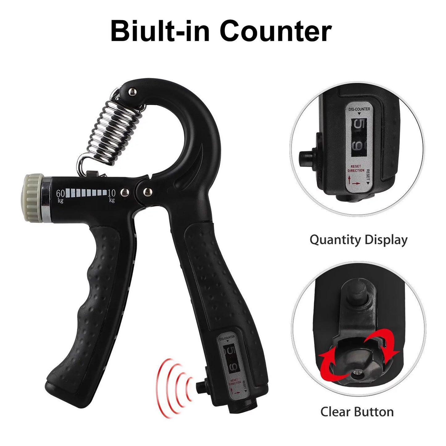 Hand Grip Strengthener, Hand Squeezer Exerciser Adjustable Resistance 22-132Lbs for Forearm Finger Train, Black
