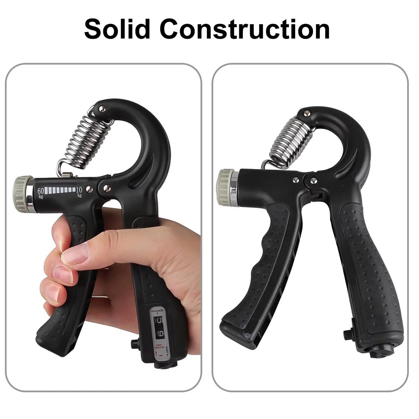Hand Grip Strengthener, Hand Squeezer Exerciser Adjustable Resistance 22-132Lbs for Forearm Finger Train, Black