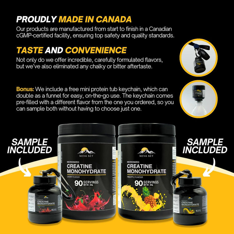 Nevaset Creatine Monohydrate, 3-Month Supply of 5000Mg Pineapple Flavor Creatine Monohydrate! Creatine Supplement for Muscle Growth, Increased Strength, Enhanced Energy Output, Improved Athletic Performance, and Cognitive Health. 495G / 90 Servings.