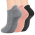 3 Pairs Non Slip Socks Womens Black Yoga Socks with Grips for Women Ankle Socks
