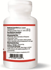 Ashwagandha Supplement 500Mg (2,000Mg QCE), 4X Extra Strength, Non-Gmo, Vegan, Gluten-Free, Soy & Dairy Free (60 Veggie Capsules)