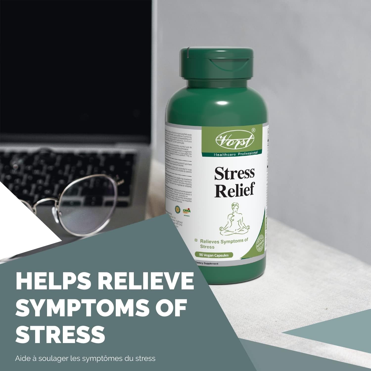 Stress Relief Supplement 90 Vegan Capsules | Contains Ashwagandha, Rhodiola, Phosphatidylserine & L-Theanine