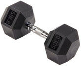 Rubber Encased Hex Dumbbell, Black, 15 Lb