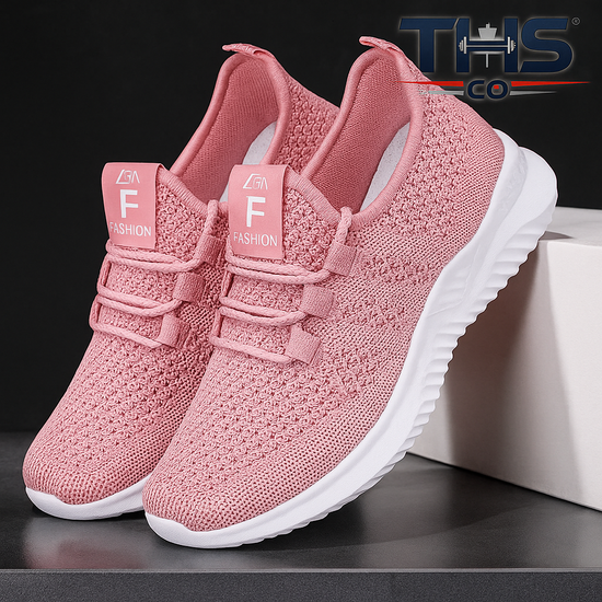 Women’s Lightweight Casual Running Shoes – Breathable Pink Mesh Sneakers for Walking, Gym, Travel & Everyday Wear