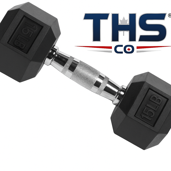 Rubber Encased Hex Dumbbell – 15 lb (Single) – Durable Iron with Non-Slip Handle