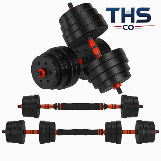 Adjustable Dumbbell Set (12–66 lbs) – 2-in-1 Dumbbells & Barbell Kit with Non-Slip Handles