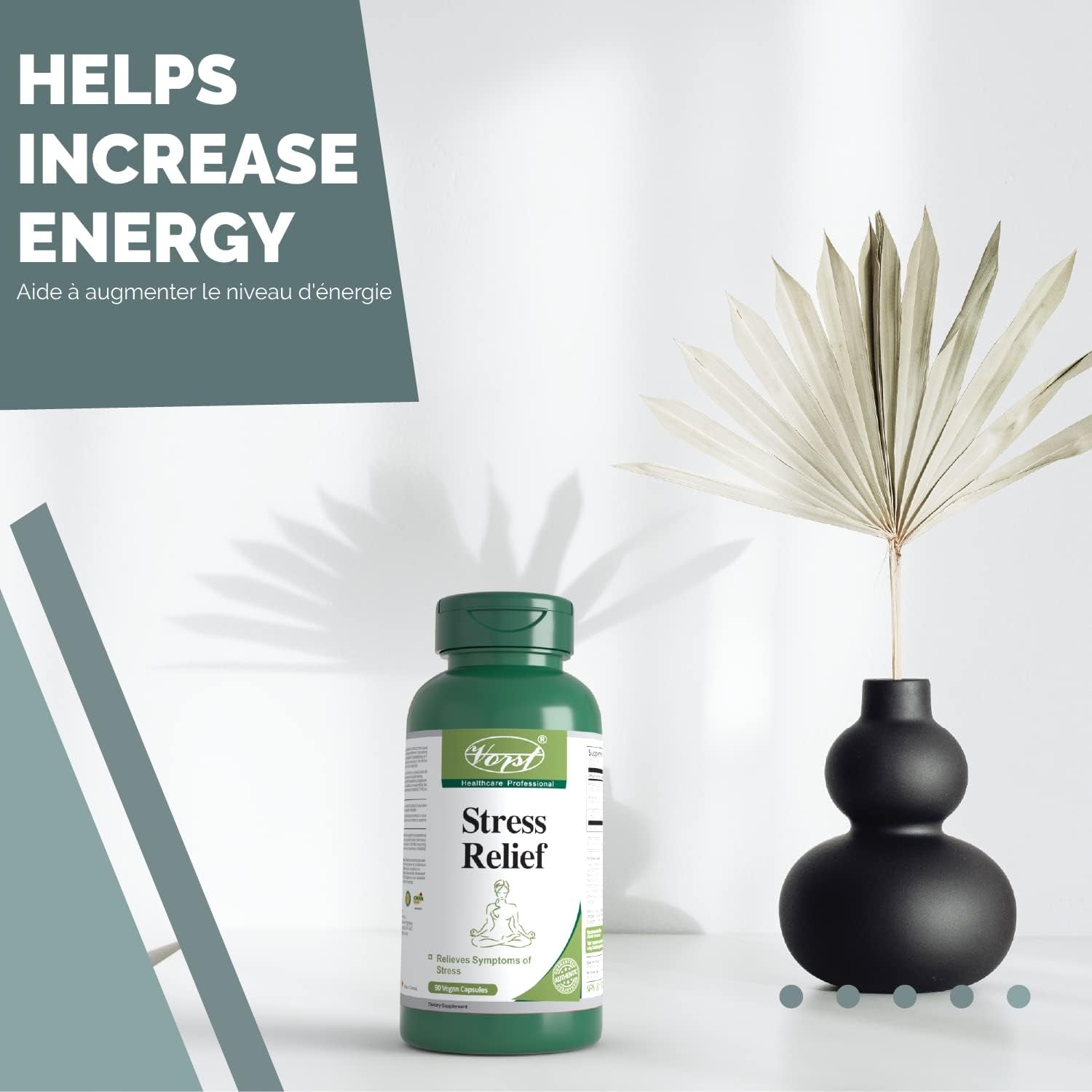 Stress Relief Supplement 90 Vegan Capsules | Contains Ashwagandha, Rhodiola, Phosphatidylserine & L-Theanine