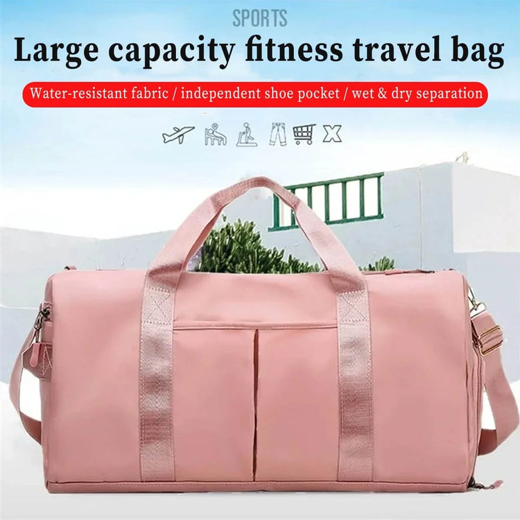 Gym Bag,Travel Duffel Bag ,Sport Gym Tote Bags Swimming Yoga,Waterproof Weekend Overnight Bag,Carry on Bag,Personal Item Travel Bag,Workout Dance Bag for Men & Women,Pink