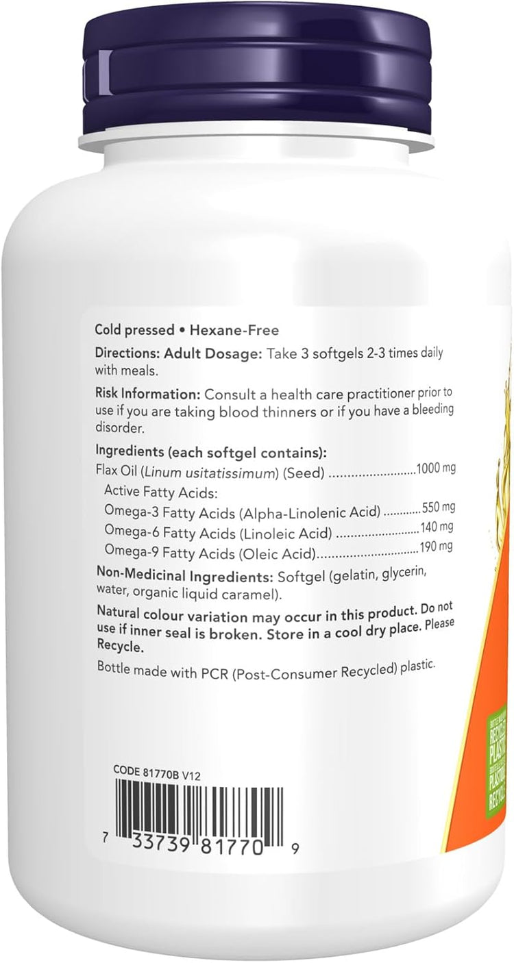 Supplements, Flax Oil 1,000 Mg Made with Flax Oil, Cardiovascular Support, 100 Softgels