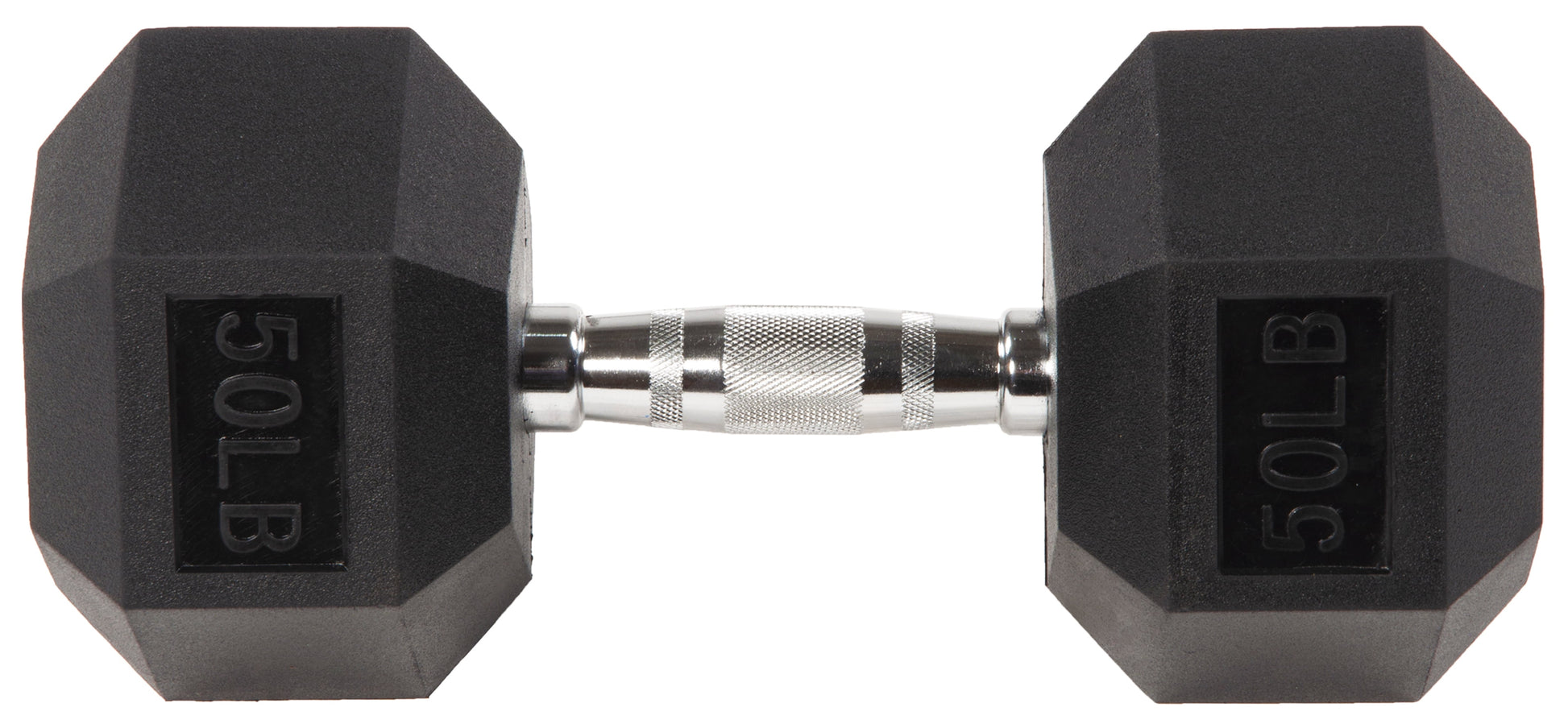 Rubber Encased Hex Dumbbell, Black, 15 Lb