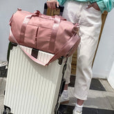 Gym Bag,Travel Duffel Bag ,Sport Gym Tote Bags Swimming Yoga,Waterproof Weekend Overnight Bag,Carry on Bag,Personal Item Travel Bag,Workout Dance Bag for Men & Women,Pink